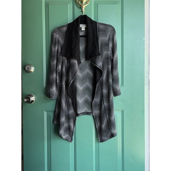 Chicos Size 1 medium Travelers By Chico's Black Kimono/Jacket - Picture 1 of 10